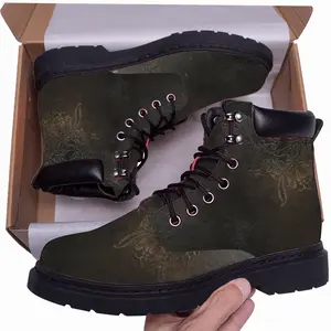 Men Black Rose Mid Top Boots