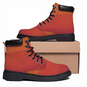 Men Orange On Red Mid Top Boots