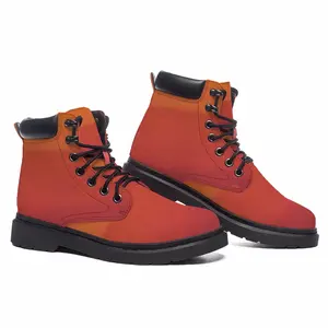 Men Orange On Red Mid Top Boots