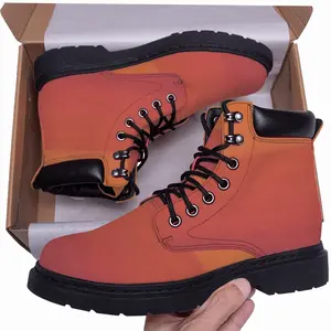 Men Orange On Red Mid Top Boots