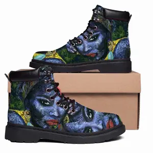 Men Blue Flame Fashion Interior Gift Idea Mid Top Boots