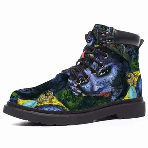 Men Blue Flame Fashion Interior Gift Idea Mid Top Boots