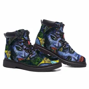 Men Blue Flame Fashion Interior Gift Idea Mid Top Boots