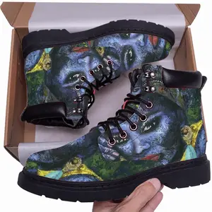 Men Blue Flame Fashion Interior Gift Idea Mid Top Boots