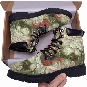 Men Flowers Mid Top Boots