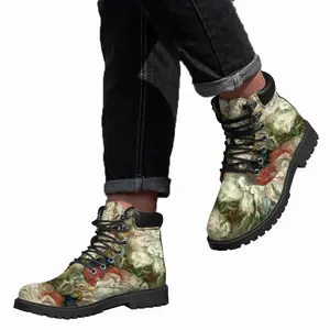 Men Flowers Mid Top Boots