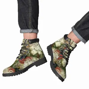 Men Flowers Mid Top Boots