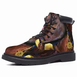 Men Fire Flame Mid Top Boots