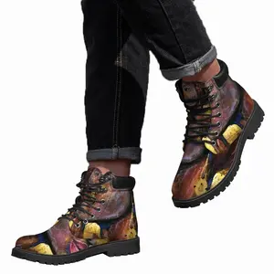 Men Fire Flame Mid Top Boots