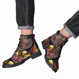 Men Fire Flame Mid Top Boots