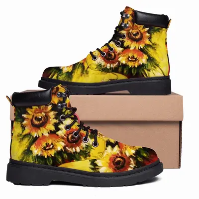 Men Golden Sun Flower Mid Top Boots