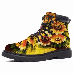 Men Golden Sun Flower Mid Top Boots