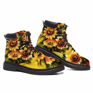 Men Golden Sun Flower Mid Top Boots