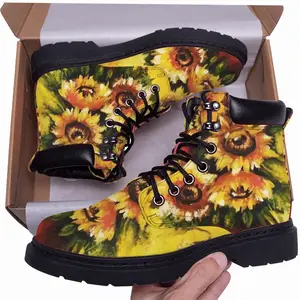 Men Golden Sun Flower Mid Top Boots