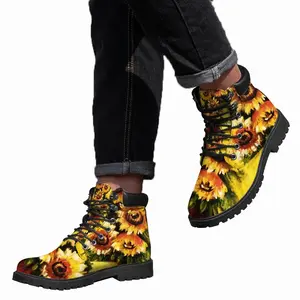 Men Golden Sun Flower Mid Top Boots