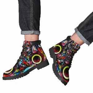 Men African Healing Mask Mid Top Boots