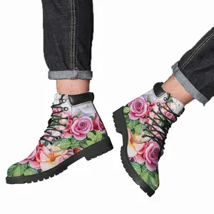 Men Roses In The Garden Mid Top Boots