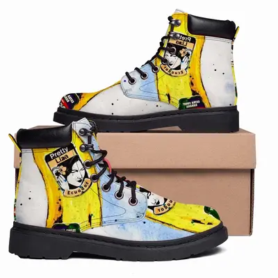 Men Banana Style - Pop Art Fruit Yellow Mid Top Boots