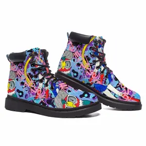 Men Goodbye My Love - Pop Art Cartoon Universal Peace Calligraphy Pink Mid Top Boots