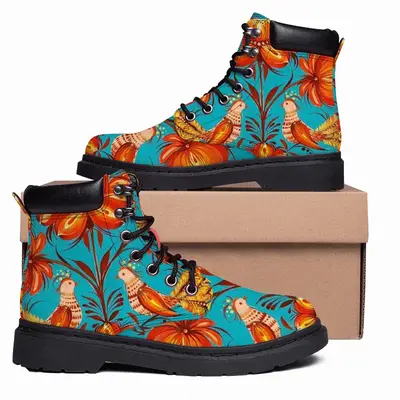 Men Tree Of Life On Blue Background Mid Top Boots