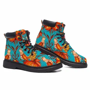 Men Tree Of Life On Blue Background Mid Top Boots