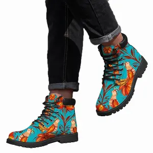 Men Tree Of Life On Blue Background Mid Top Boots