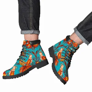 Men Tree Of Life On Blue Background Mid Top Boots