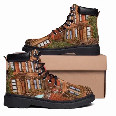 Men Brownstone Buildings New York City Mid Top Boots