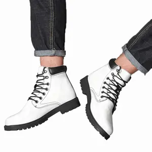 Men White Lines Mid Top Boots