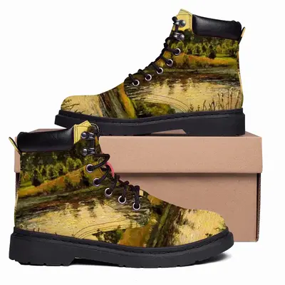 Men Orange Sunset Pond Mid Top Boots