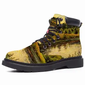 Men Orange Sunset Pond Mid Top Boots