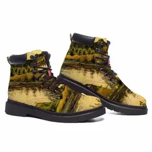 Men Orange Sunset Pond Mid Top Boots