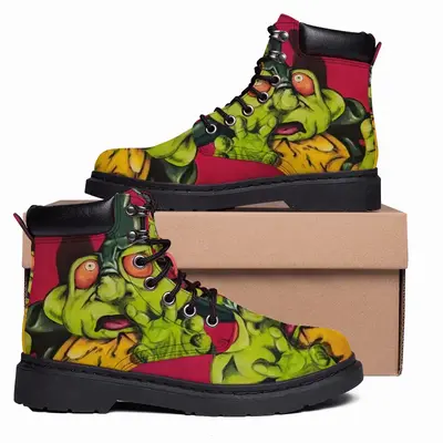 Men Green Alien Wizard Mid Top Boots