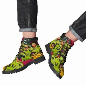 Men Green Alien Wizard Mid Top Boots