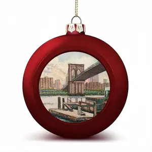 Brooklyn Bridge In Oil Christmas Ball (Small)