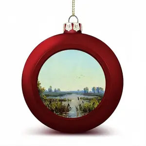 Sunrise Lake With Reeds Christmas Ball (Small)