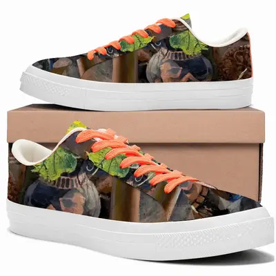 Men Sunny Ceramic Tableware And Leaves Still Life Low Top Canvas Shoes