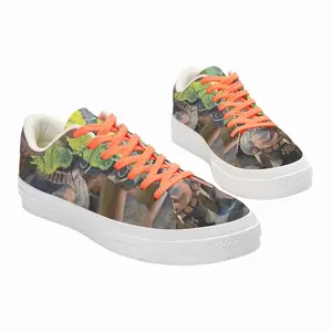 Men Sunny Ceramic Tableware And Leaves Still Life Low Top Canvas Shoes