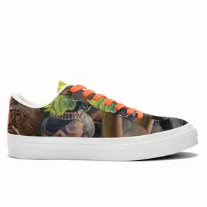 Men Sunny Ceramic Tableware And Leaves Still Life Low Top Canvas Shoes