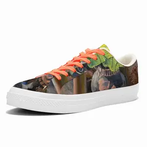 Men Sunny Ceramic Tableware And Leaves Still Life Low Top Canvas Shoes