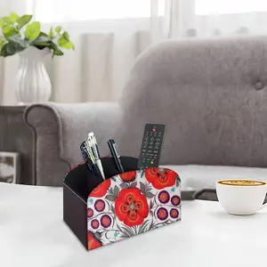 Poppy Flowers In A Pot Remote Control Storage Box (Leather)