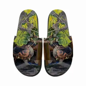 Men Sunny Ceramic Tableware And Leaves Still Life Slip On Slippers