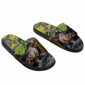 Men Sunny Ceramic Tableware And Leaves Still Life Slip On Slippers