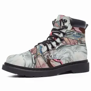 Men Pink Dogs Mid Top Boots