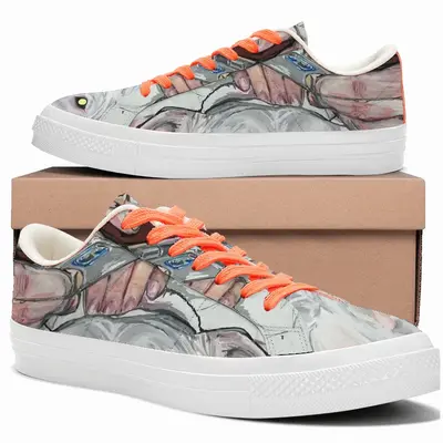 Men Pink Dogs Low Top Canvas Shoes