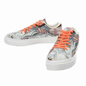 Men Pink Dogs Low Top Canvas Shoes