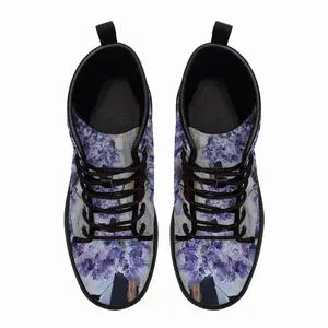 Men Window Flowers Leather Work Boots