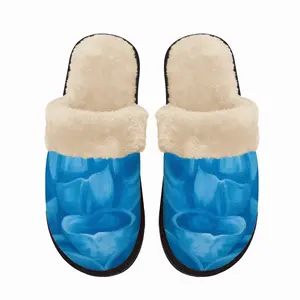 Men Blue Dahlia Fuzzy Slippers