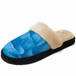 Men Blue Dahlia Fuzzy Slippers