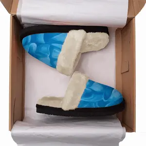 Men Blue Dahlia Fuzzy Slippers